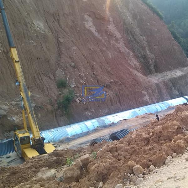 install the corrugated steel culvert pipe on site
